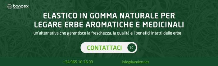 Imagen de Scopri l'utilizzo dell'elastico in gomma naturale per legare erbe aromatiche e officinali
